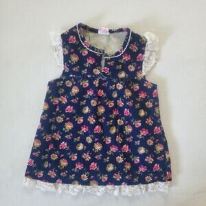 Vintage Floral Corduroy Short Dress 18-24 months